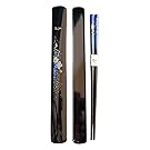 JapanBargain S-3642-J, Japanese Blue Floral Chopsticks in Case