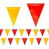 Safety Warning Pennant Banner Flags – Multipurpose OSHA High Visibility Colored Triangle Flags for Roadwork, Party and Hazard Areas(RED+YELLOW,45pcs,105FT)