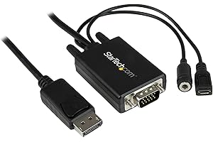 StarTech.com 10 ft 3m DisplayPort to VGA Adapter Cable with Audio - DP to VGA Converter - 1920x1200 (DP2VGAAMM3M)