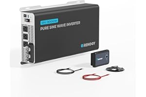 Renogy Inverter PUH 3000W, 12V to 110V Pure Sine Wave Power Inverter, Built-in Transfer Switch and Bluetooth, DC to AC Solar Converter for RV, Truck, Camping, Home, Emergency, Off-Grid Living