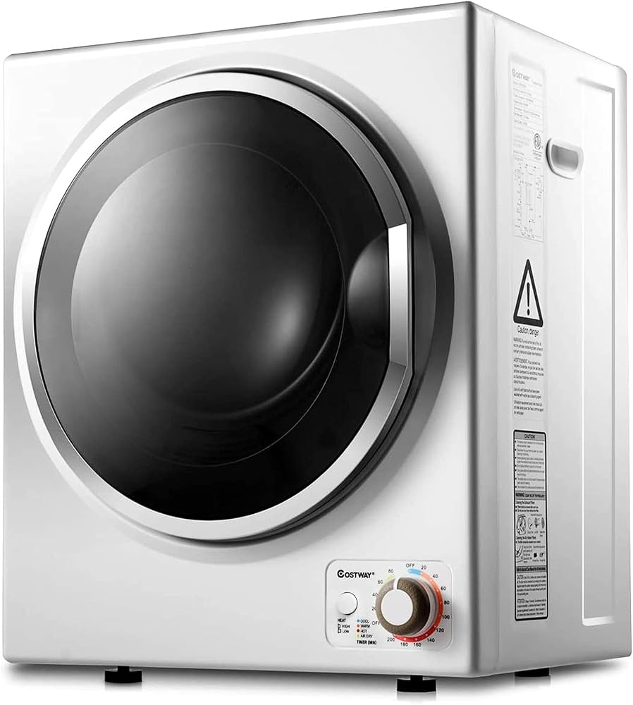 COSTWAY Compact Laundry Dryer, 110V Electric Portable Clothes Dryer with Stainless Steel Tub, Control Panel Downside Easy Con