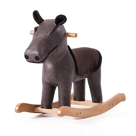 DYFYMX,Mode Hocker Kinder Schaukel Pferd Massivholz Tier Hocker Baby Cartoon Hocker Spielzeug aus Holz Pferd niedlichen Schaukelstuhl kleine Bank Möbel (Farbe : D)