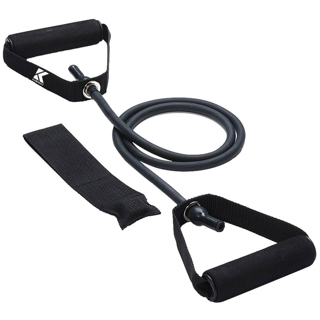 Kuspert Single Resistance Band, Exercise Tube - With Door Anchor and Manual Black 20-30lbs
