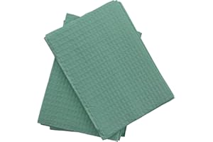SANDHILL TOOLS Disposable Dental Patient Bibs, 3 Layer 50 Pack Paper Towel Bibs 13"x18" with Poly Back, Tattoo, Dental, Medical, Nail Tray or Table Covers (Green)