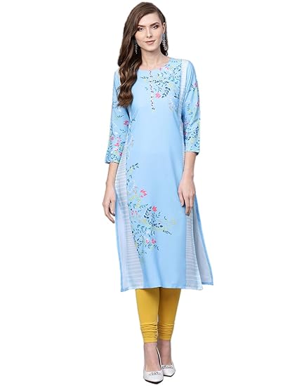 Crepe Digital Printed Kurti(VPK1733_Blue_Free Size)