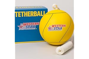 Western Star Tetherball Game Set - Classic and Original - Soft-Touch Tether Ball with 2 Reinforced Attached Ropes - Outdoor - 4 Colors - Easy Attach & Play