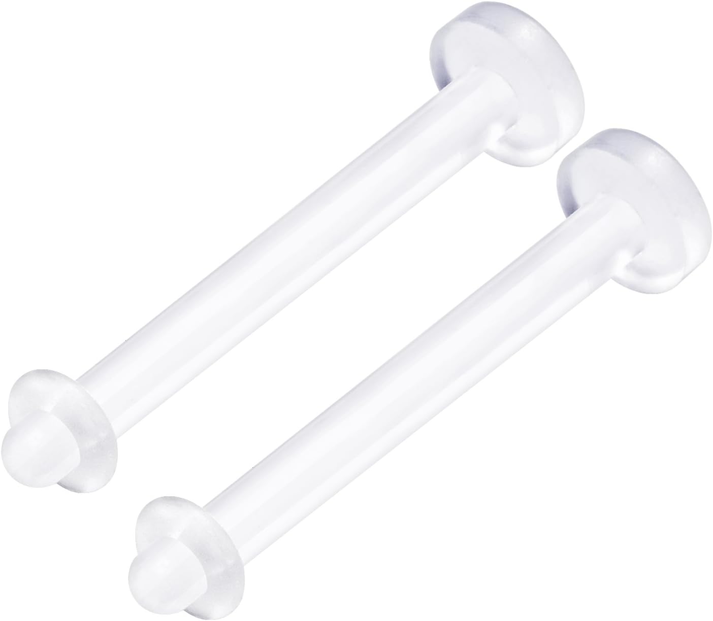 KJM FASHION2PCS Flexible Acrylic Clear Tongue Rings Stud Nipple Bars Barbell Retainer 14 Gauge Piercing Jewellery 2467