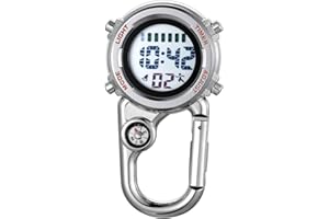 JewelryWe Mens Womens Digital Clip-on Watch Mini Microlight Backpack Buckle Belt fob Watch for Rock Climbing Doctors Nurses C