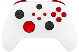 eXtremeRate Replacement Buttons for Xbox Core Wireless Controller, Chrome Red Glossy Custom LB RB LT RT Bumpers Trigers Dpad ABXY Start Back Sync Share Keys Parts for Xbox Series X & S Controller