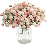 TBUY ROSE 5 Pack Artificial Flowers Bulk Small Carnation Fake Flower with Stems Silk Carnation Flowers for Outdoors Wedding Home Hotel Decor (Champagne)