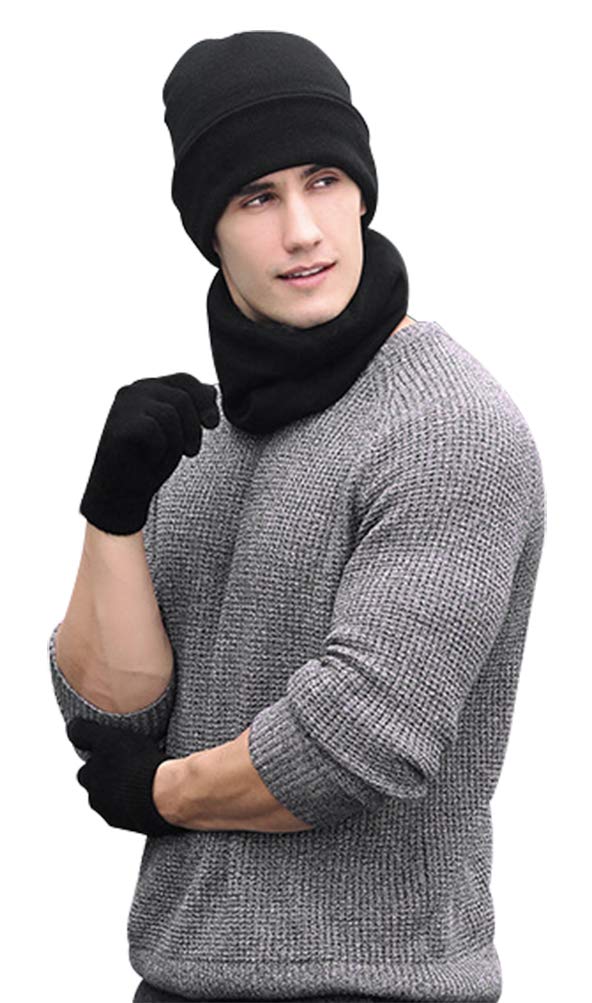 Bienvenu 3 Pieces Knitted Hat Set Winter Thick Warm Knit Hat + Scarf + Touch Screen Gloves Bienvenu 3 Pieces Knitted Hat Set Winter Thick Warm Knit Hat + Scarf + Touch Screen Gloves