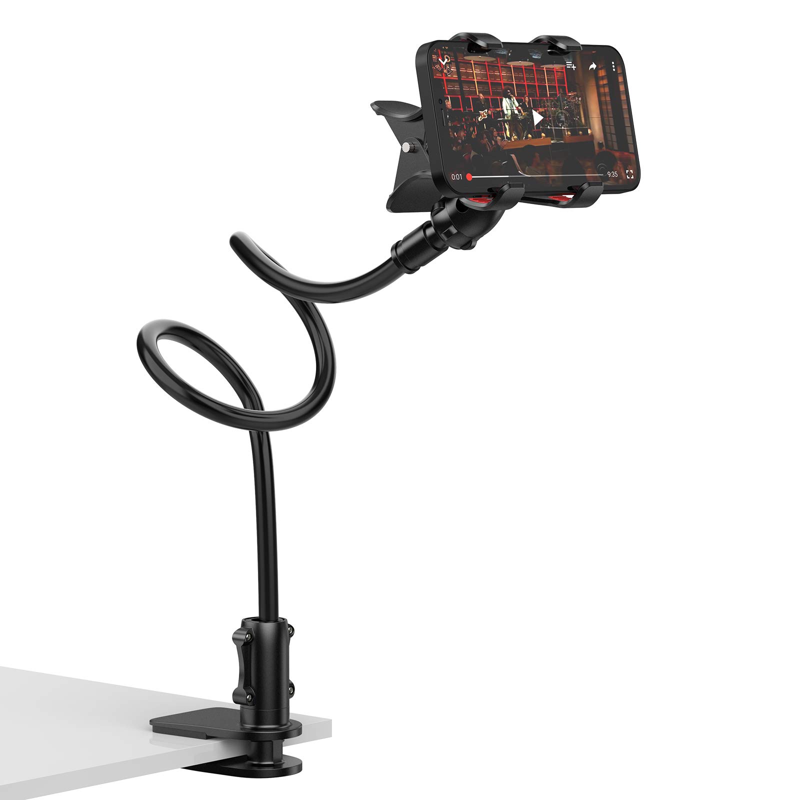 Gooseneck Phone Holder for Bed, Giftrold Flexible Arm Cellphone Stand Mount Clip for Desk,360 Adjustable Lazy Bracket for iPhone 14 13 12 11 Pro Max XR SE 8 Plus and All Phone Models - Black