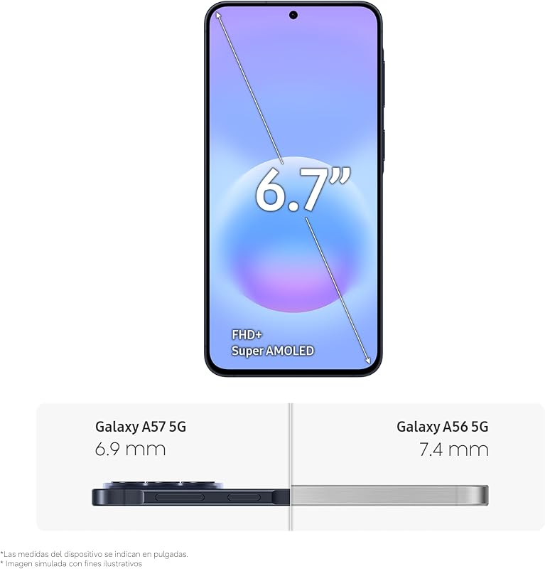 Galaxy A57 5G, 128GB, Móvil Fino con IA, 8GB, Gran Angular 50MP, Autonomía 2 Días, Batería 5000mAh, IP68, Garantía del Fabricante 3 Años + 1 Año Extra, Color Azul Oscuro (Versión Española) — foto 8 de 8