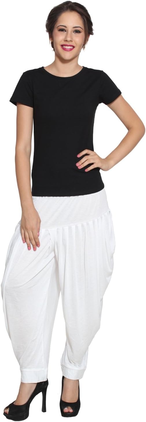 Women's Patiala Salwar Viscose Lycra Baggy Black Trouser Wide Long Dhoti