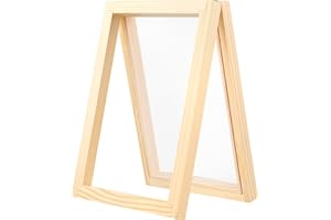 Qianyu A6 Size Waterproof Paper Making Screen Natural Wooden Papermaking Mould Making Frames 7.08 × 4.92 Inch Paper Deckle Mesh Screen Plastic Grid for DIY Paper Craft Dried Flower Handcraft