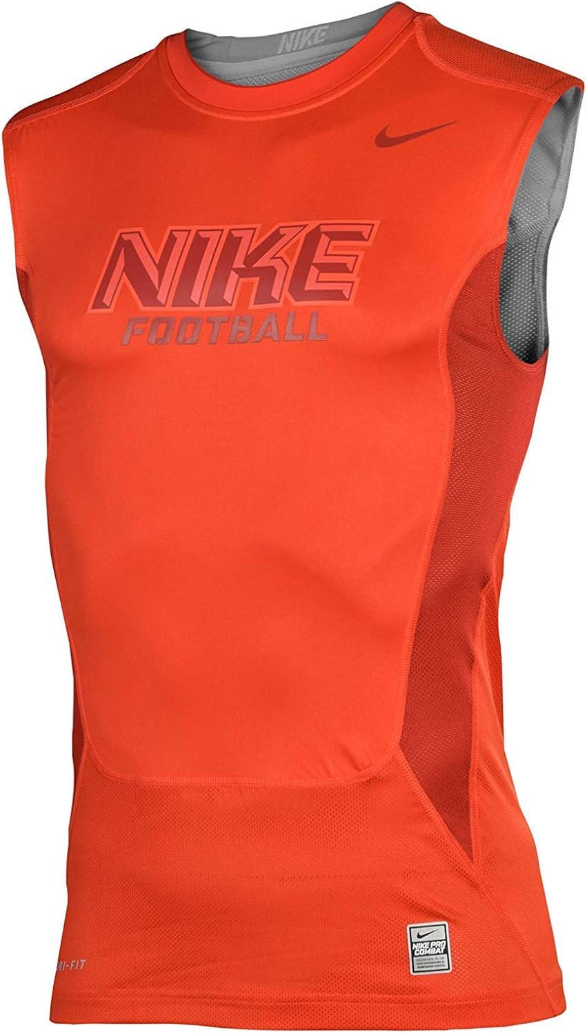 Amazon.com: NIKE Pro Combat Mens Hypercool Sleeveless Football Shirt Red: Clothing