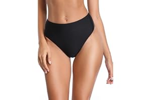 RELLECIGA Women's High Cut High Waisted Bikini Bottom