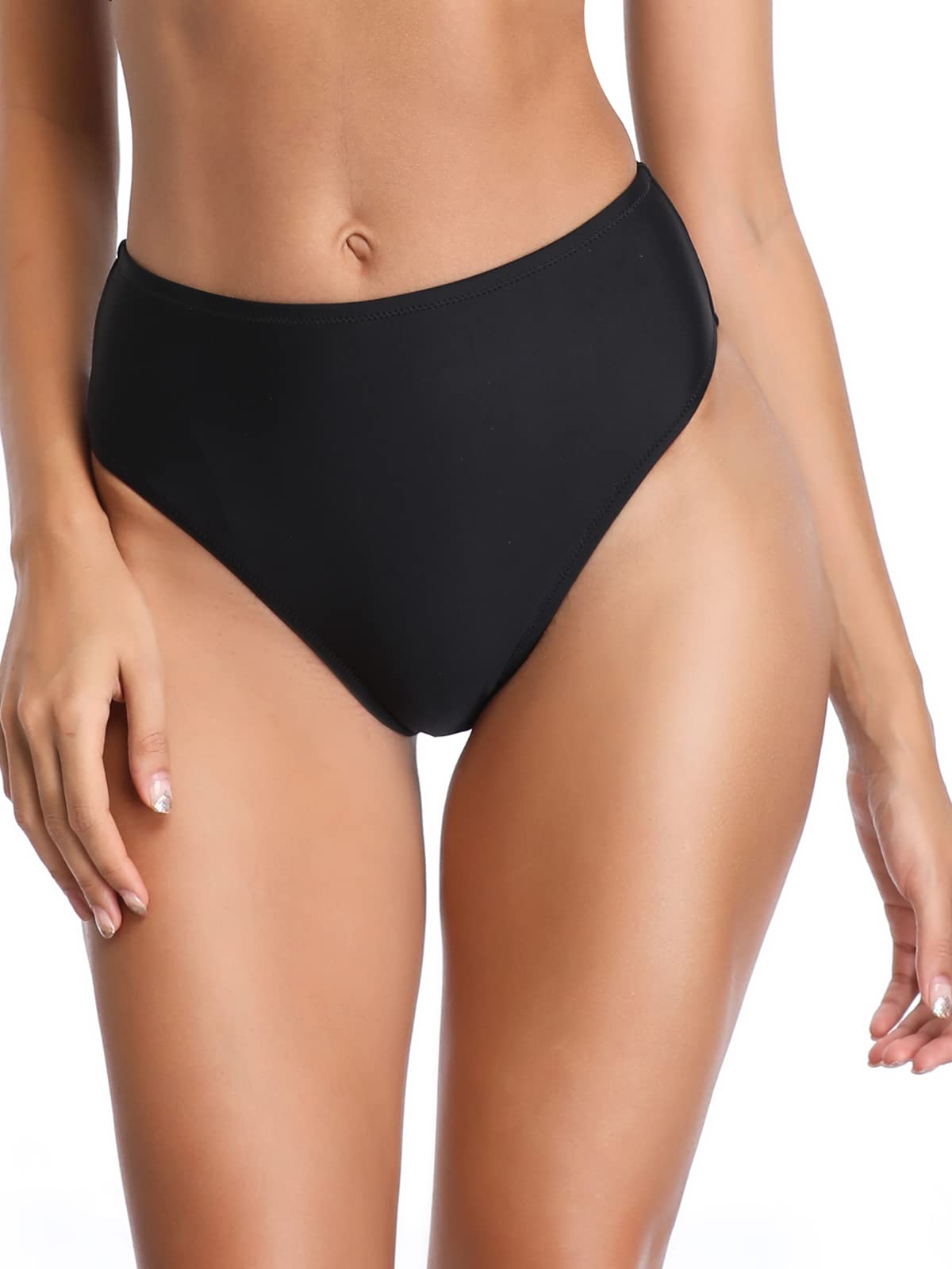 Photo 1 of RELLECIGA Women's Black High Cut High Waisted Bikini Bottom Size XXX-Large