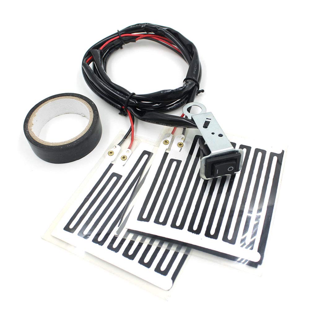 QAZAKY Universal Motorcycle Motorbike ATV Motor Bike Heated Grips Handlebar Heater Hand Warm Grip Inserts Pads Winter Warmer 12V With Switch Heat Thermal Cover Resistant Tape