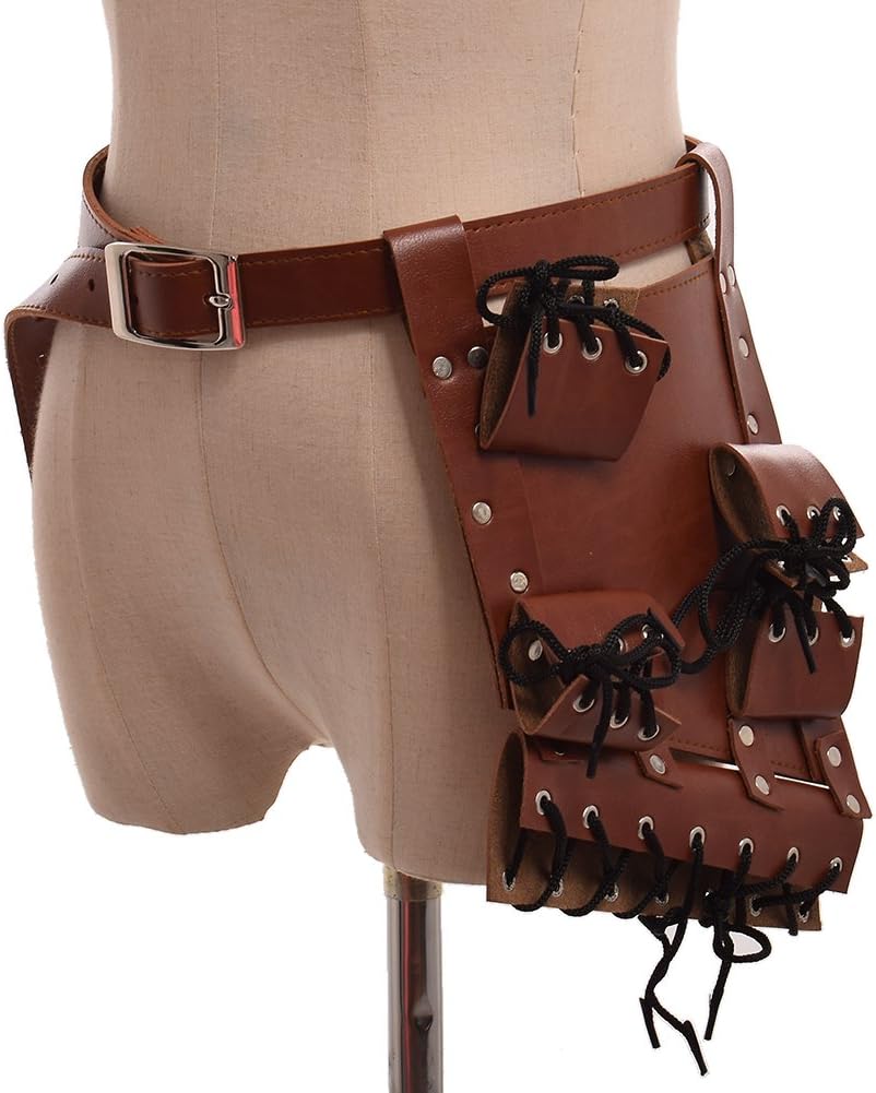 BLESSUME Medieval Rapier Frog Holster with Belt Cross Lacing Holder Belt (Style#2), Brown - Image 5