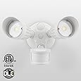 20W Dual-Head Motion Activated LED Outdoor Security Light, Photo Sensor, 3 Modes, DLC-listed, 120W Halogen Equiv., 5000K Daylight, 1600Lm Floodlight, Entryways, Porch, White