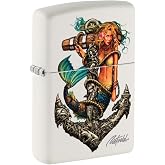 Zippo Lighter: Mermaid and Anchor by Rick Rietveld - White Matte Finish 81240