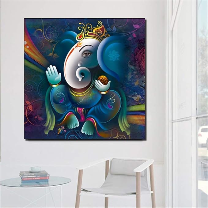 Crazystore Canvas Print 60 x 60 cm No Frame Ganesha Painting Living