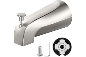 TEVIORA Tub Spout with Pull Down Diverter – Slip-Fit Bathtub Faucet Spout Replacement, 1/2” Copper Pipe Connection, Easy Installation, Universal for Bathroom Shower (Brushed Nickel)