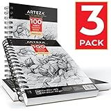 Arteza Sketch Book, Pad 5.5X8.5" (68lb/100g, 100 Sheets, 3 Pack)