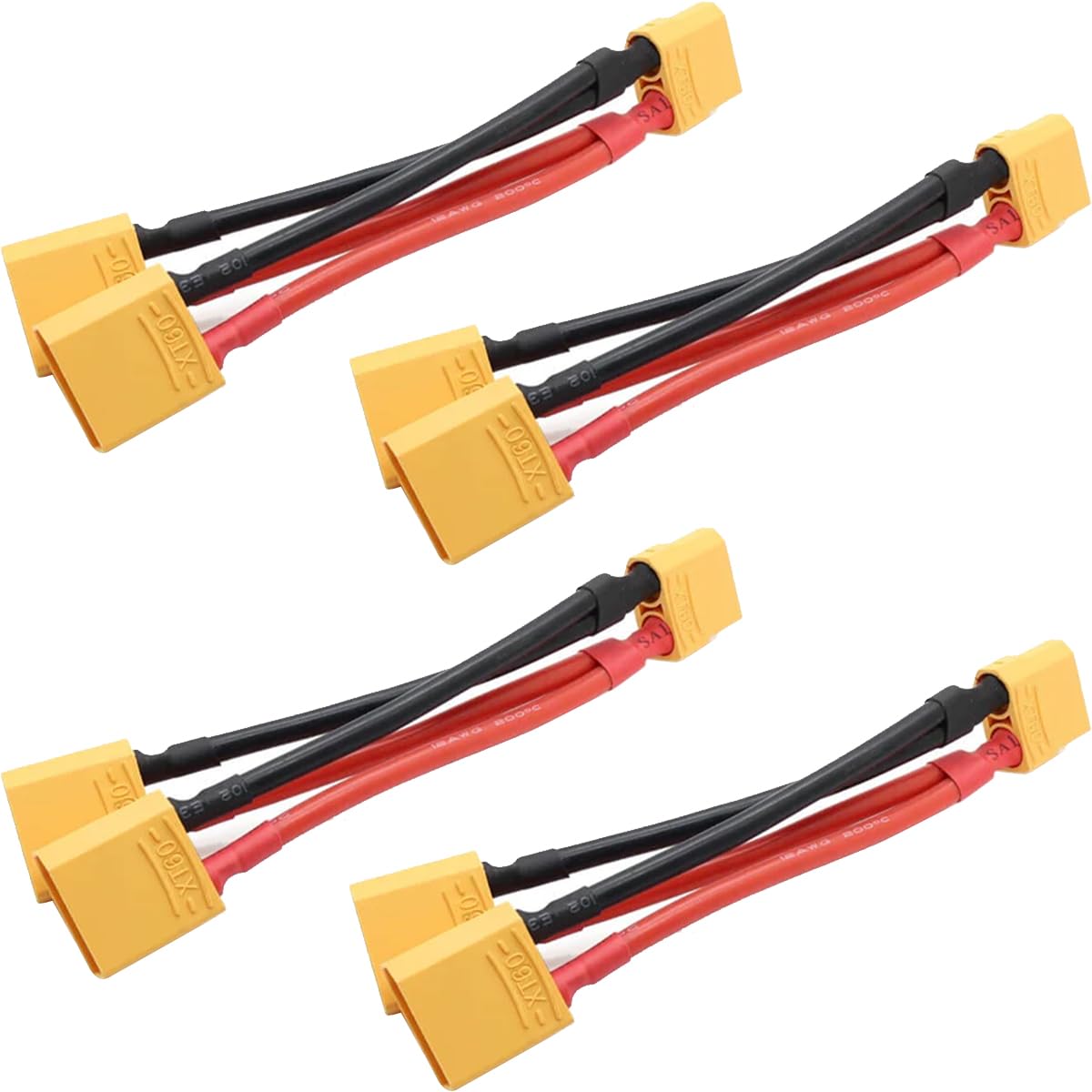 EatPitaya XT60 Parallel Battery Connector Cable 1 Female to 2 Male Dual Extension Y Splitter, for DJI Phantom RC Mode Helicopter Quadcopter - 4Pcs