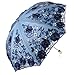 Honeystore Wedding Lace Sun UV Parasol 2 Folding 3D Flower Embroidery Umbrella 1811 Blue