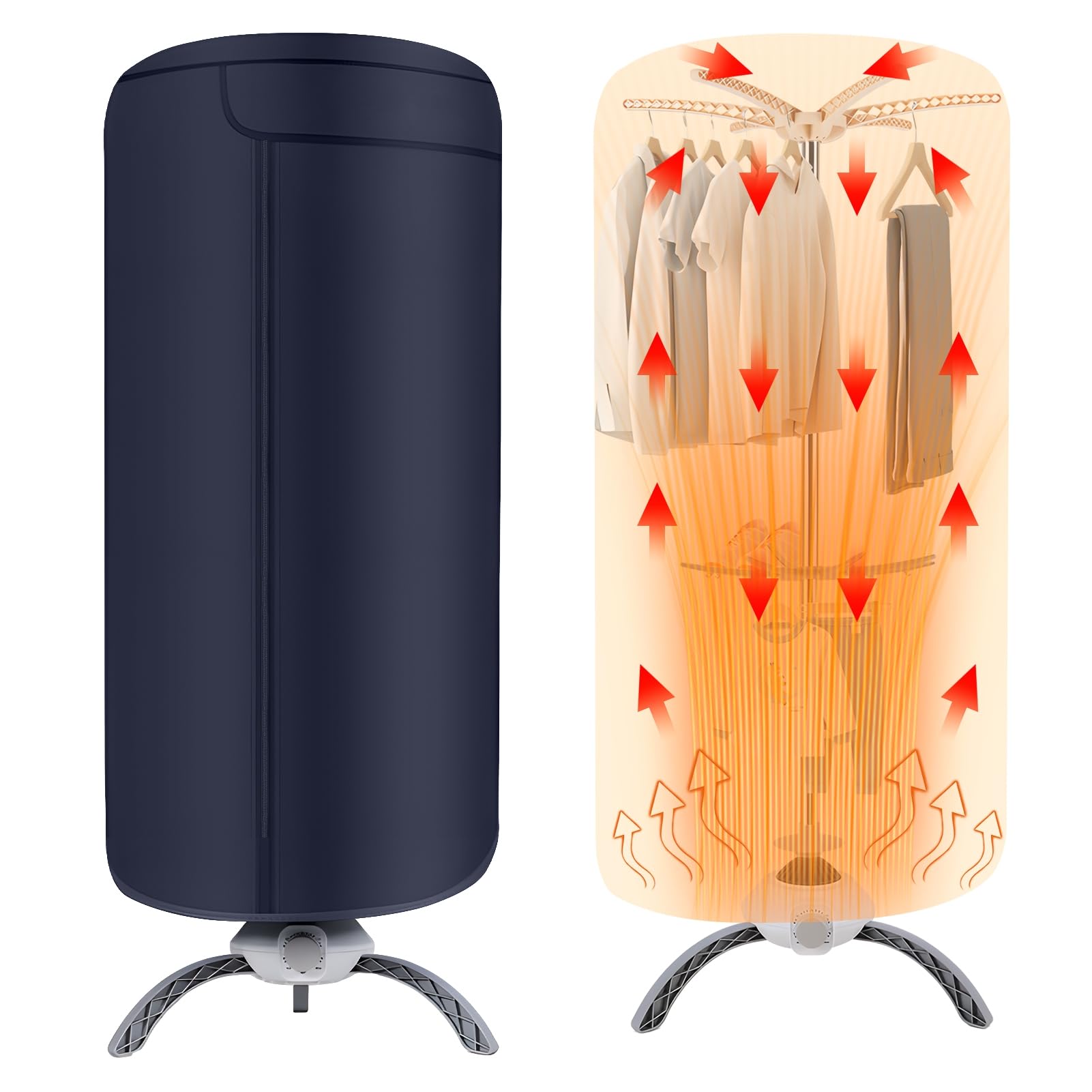 Mitoydoe Portable Electric Cloth Dryer – 900W High-Temp Oxford Fabric, Fast Drying Rack for Large/Small Items, Quiet Operation, Ideal for Home, Travel (19.6x45.6in) black