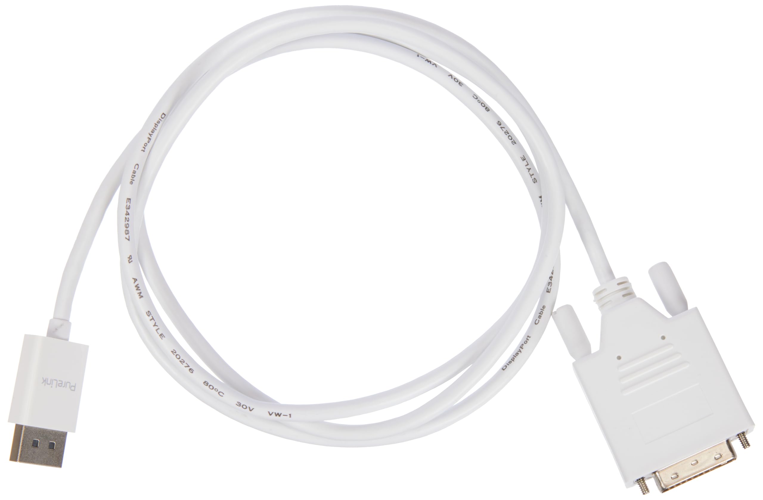 PureLink DisplayPort to DVI Cable, 1920 x 1200 WUXGA Resolution, Gold-Plated Connectors, 1.50 m, White