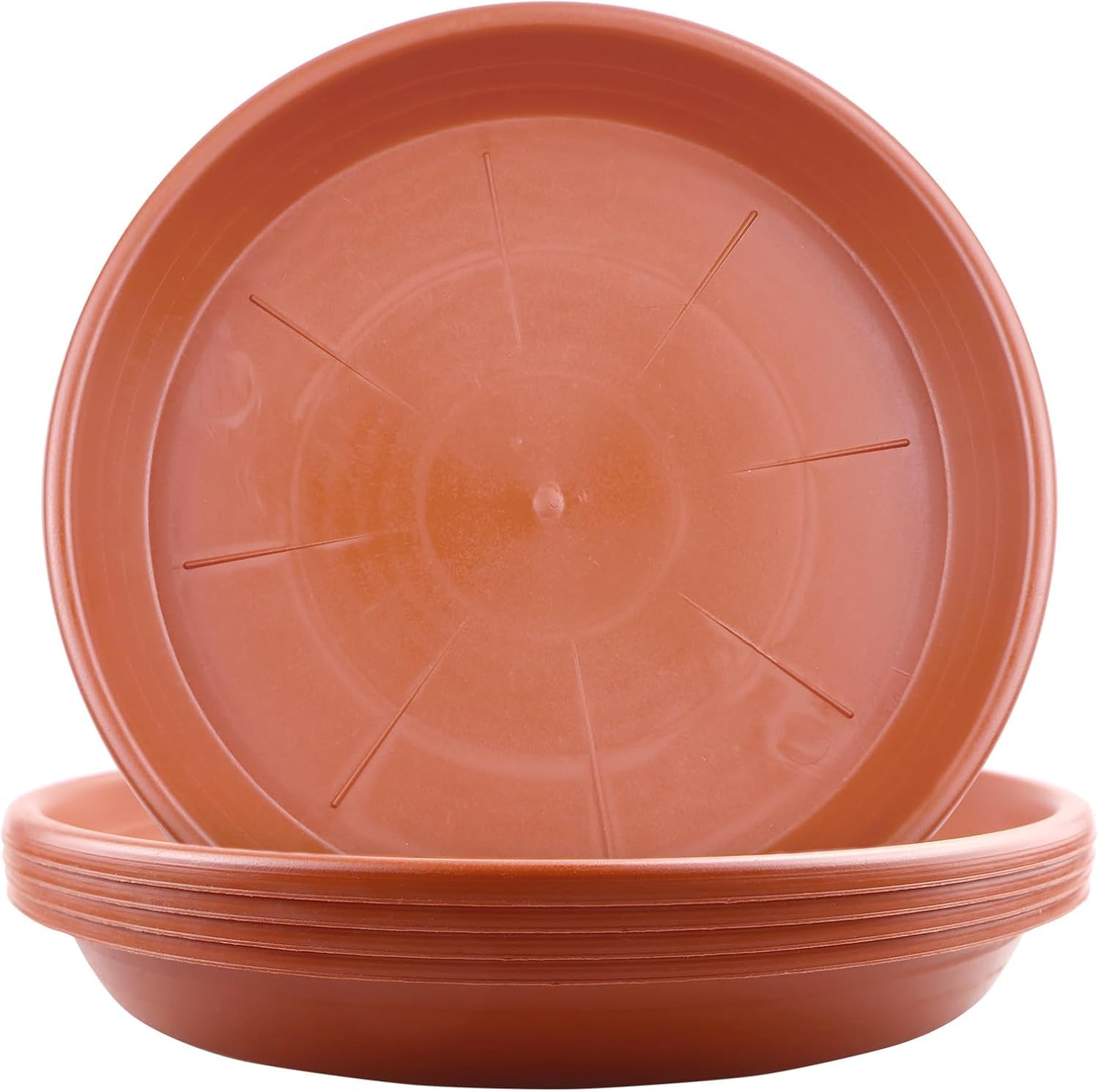 LIKOSO 5 Pcs Plants Saucers, Plastic Plant Pot Saucers, Flower Pot Drip Trays for Indoor and Outdoor Plants - Brick Red,30 CM