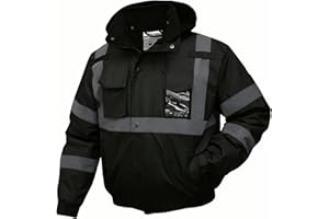 SKSAFETY High Visibility Reflective Jackets for Men, Waterproof Safety Jacket for Men with Pockets, Black Work Construction Coats for Winter Cold Weather,XL, 1 Pack