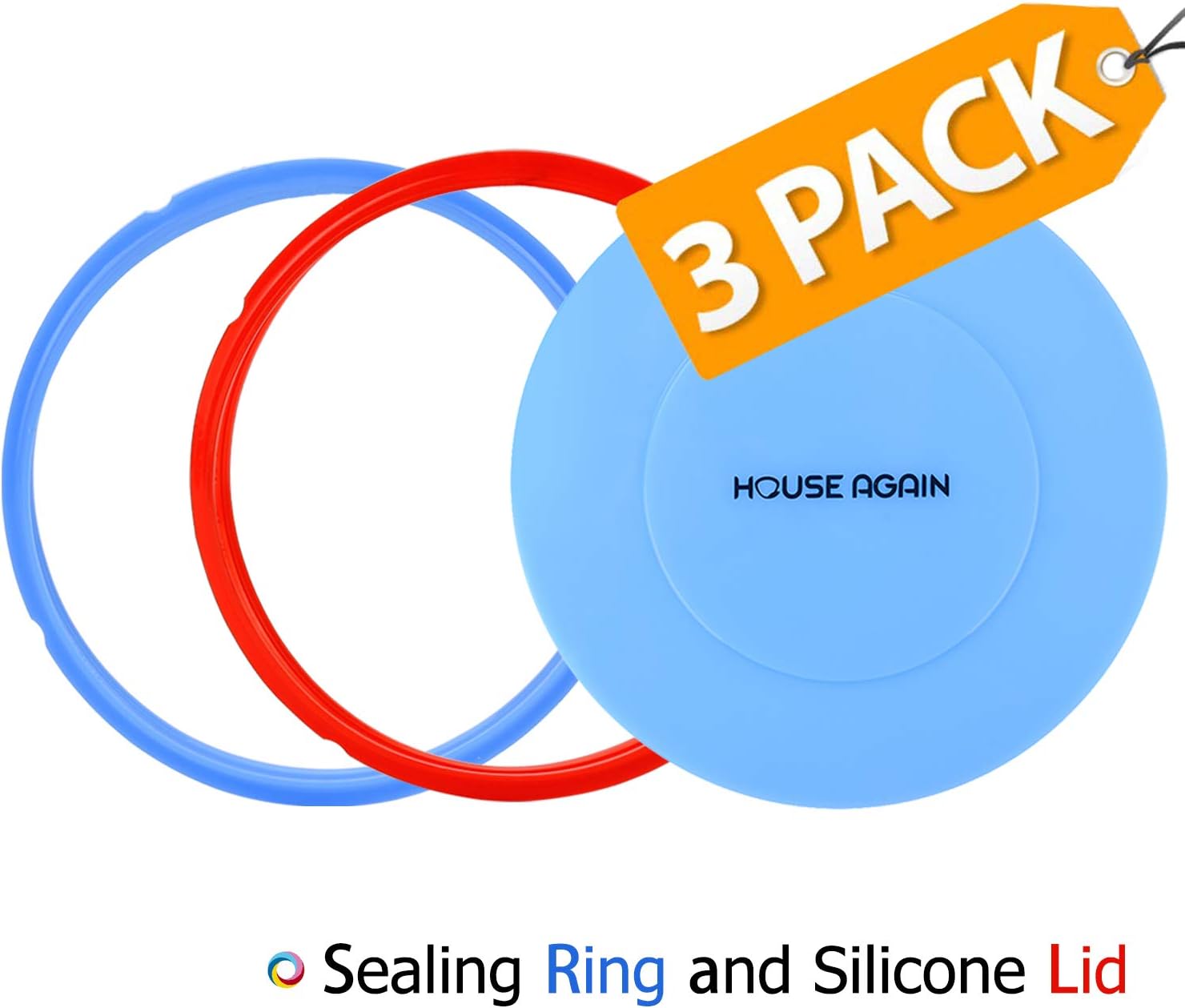 Silicone Ring and Silicone Lid for Pressure Cooker, Lid Cover Fit Snugly for 6 Quart - 2 Pack Rings Sweet and Savoury (Red/Blue) Edition Rings Easy Clean for Pressure Cooker Replacement