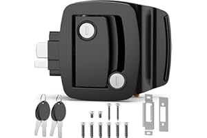 PAULINN Heavy Duty RV Door Lock Replacement - Black Zinc Alloy Paddle Deadbolt Lock, IP67 Waterproof Camper Door Lock with 4 Keys for Horse Trailer, Cargo Hauler, Travel Trailer & Motorhome