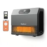 Brightown Smart Wall Heater, 1500W Electric Space Heater for Indoor Use, 5 Optional Modes, Adjustable Thermostat, Remote Control, Energy Efficient Easy-Mount Heater for Bedroom, Works with Alexa, Grey