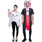 KalcyKizz Adult Tooth Costume and Toothbrush Costume 2Pcs Halloween Couple Costumes 2025