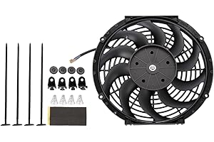 Dromedary 12 inch Electric Radiator Cooling Fan with Fan Mounting Kit 12V 80W High Performance Slim
