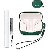 Case for Soundcore by Anker K20i Earbuds, Soft Silicone Protective Portable Scratch Shock Resistant Shell with Cleaner Kit & Carabiner & Lanyard,Green