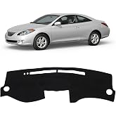 KUST Black Dash Cover Compatible with Toyota Solara 2004-2008 (with Cutout for Climate Sensor and Light Sensor) Dashboard Cover Accessories for Seltos Non-Slip Polyester Dashboard Mat No Glare