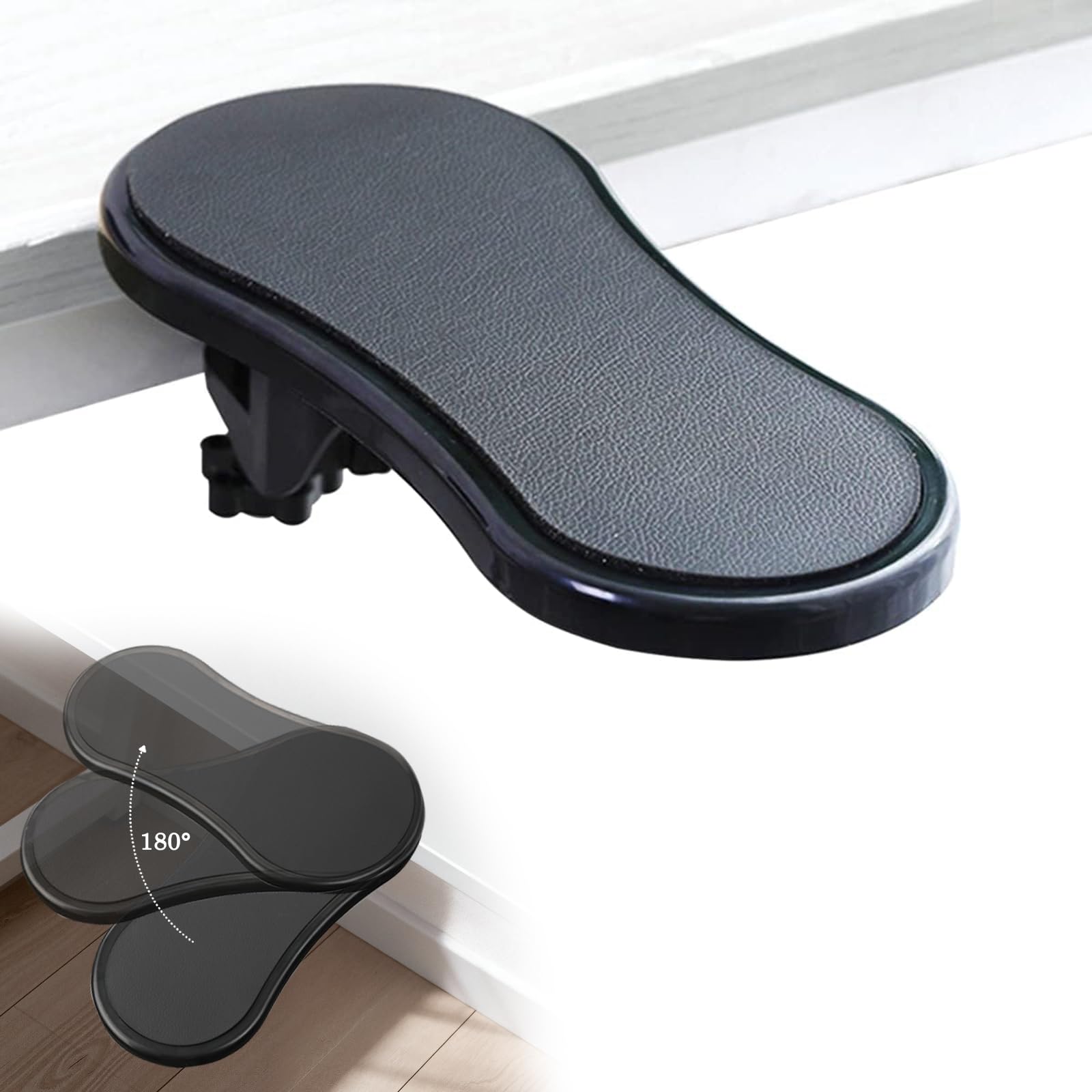 X-BLTU Computer Adjustable Arm Rest Support Bracket,Ergonomic Mouse Arm Elbow Rest Pad，Support for Keyboard Armrest Extender Rotating Mouse Pad Holder for Table, Office, Chair, Desk (Black)