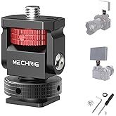 Mechrig Mini Camera Monitor Mount with Cold Shoe, Aluminum Cold Shoe Mount Adapter with 1/4″ Screw for Monitor LED Light Mic, Field Monitor Holder 360° Swivel & 180° Tilt Damping (Without Knob 63143)