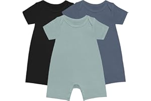 GUISBY Rayon Baby Pajamas, Short Sleeve Footless Rompers, Snap Closure Sleeper for Boy Girls