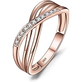 JewelryPalace Infinity Knot Cubic Zirconia Wedding Ring for Women, CZ 925 Sterling Silver 14K White Yellow Rose Gold Plated Promise Ring for Her Eternity Bands Jewelry Set