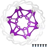 DJC Bike Brake Disc Rotor MTB Floating Brake Disc 160mm 180mm 203mm with 6 Bolts Road Bike MTB BMX Steel Aluminum Brake Disc (6# Purple, 160mm)
