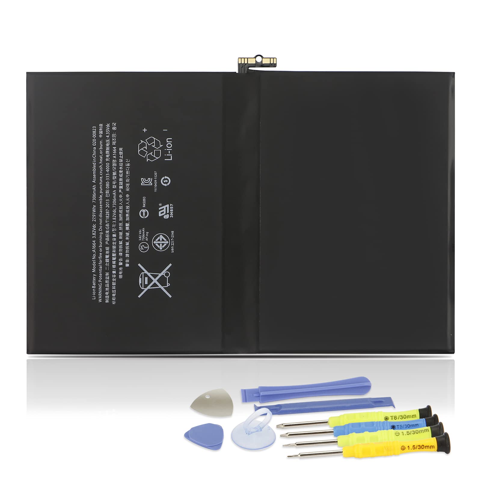 K KYUER 27.91Wh A1664 Tablet Battery for iPad Pro 9.7 A1673 A1674 A1675 iPad6,3 iPad6,4 EMC 2976 2977 32GB/128GB/256GB MLMP2LL/A MLMW2LL/A MLN02LL/A MLMN2LL/A MLMV2LL/A MLMY2LL/A MLMQ2LL/A MLMX2LL/A