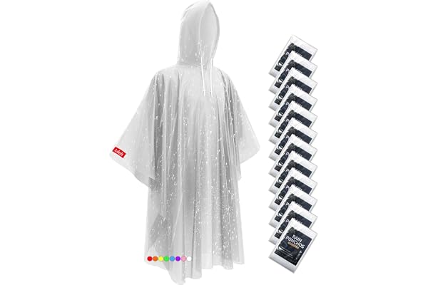 Hitituto Rain Ponchos for Adults - Extra Long Emergency Poncho with Hood, 6/12/24 Family Pack Raincoat, Home Survival Kits