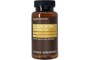 Amazon Elements Quercetin + Bromelain, 500 mg Quercetin with 150 mg Bromelain, Vegan, Pineapple, 50 Capsules